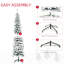 6-foot Tall Snow Flocked Artificial Christmas Tree, Slim Pencil Design With Realistic Branches And 395 Tips, Flame-retardant, Easy Assembly Storage, Style, Plastic Branches, Assembly, Lightweight