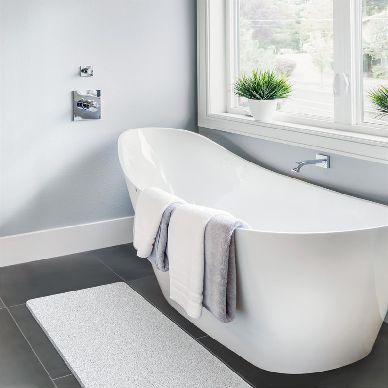 Bilke Plastic / Acrylic Non-Slip Shower Mat, White