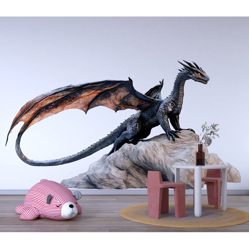Décalcomanie murale Dragon - Art mural dragon majestueux, Mythical Dragon Kids Room, 322Mv, H 24 po x l 13 po