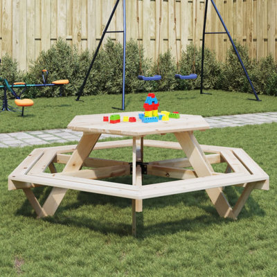 Hildigard Kids Solid Wood Hexagonal and Chair Set