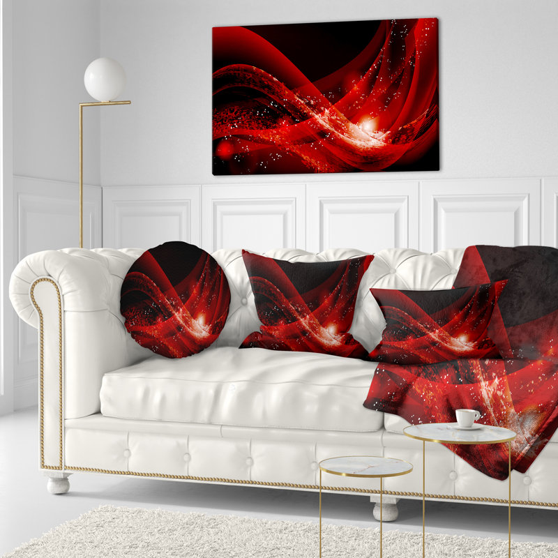 Coussin à imprimé abstrait rouge foncé
