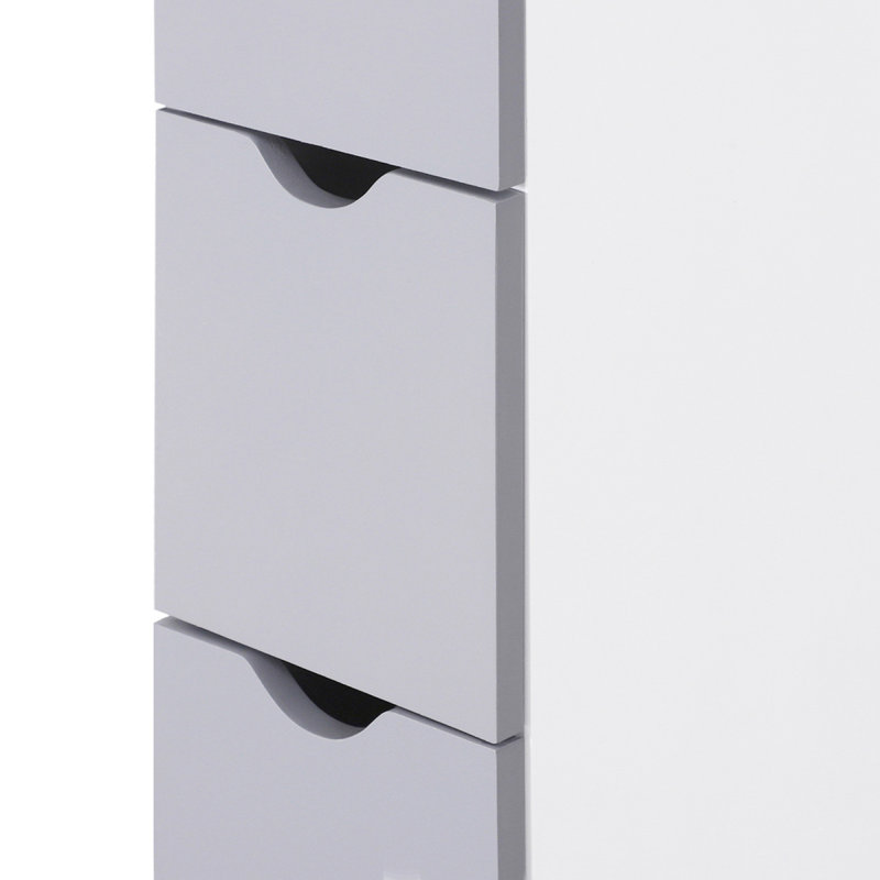 54" Tall Bathroom Storage Cabinet, Freestanding Linen Tower With 2-Tier Shelf And Drawers, Narrow Side Floor Organizer, White