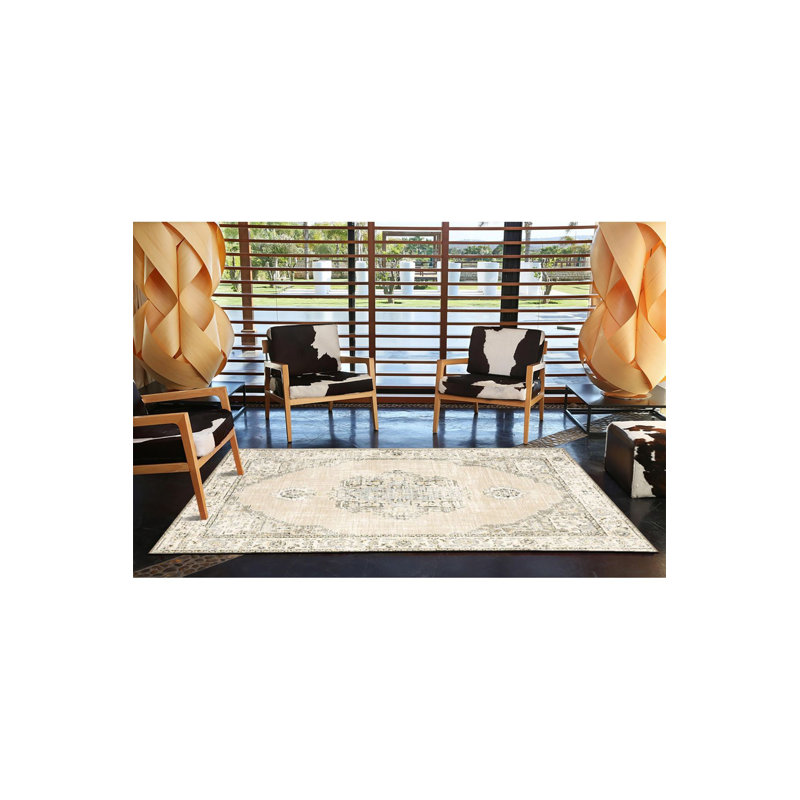 Tapis décoratif traditionnel à motif traditionnel lavable à la machine, Carré 3 pi 3 po