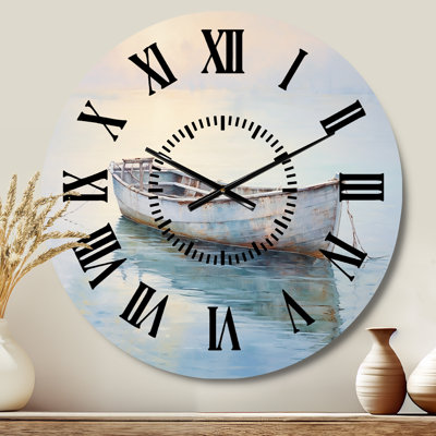 Boat Ethereal Waters I - Transportation Black Face Wall Clock