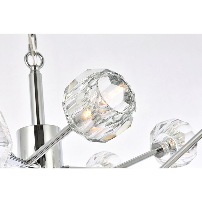Luminaire suspendu unique à 12 lumières Akisha, Chrome