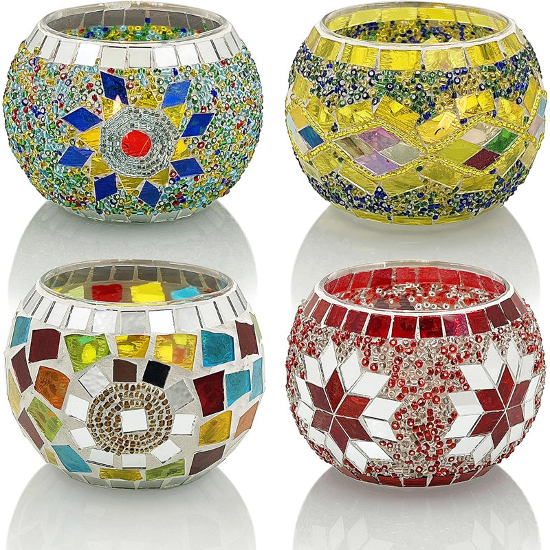 Handmade Mosaic Glass Tea Candle Holder
