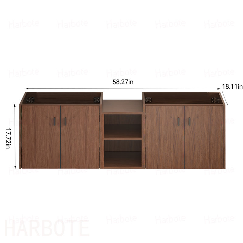 Meuble-lavabo à fermeture douce Reddish, petites tablettes de rangement et armoire combinée de 12 po