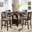 Contemporary Dining Room Counter height 5pc Dining Set Round Table w Leaf & 4x Side Chairs