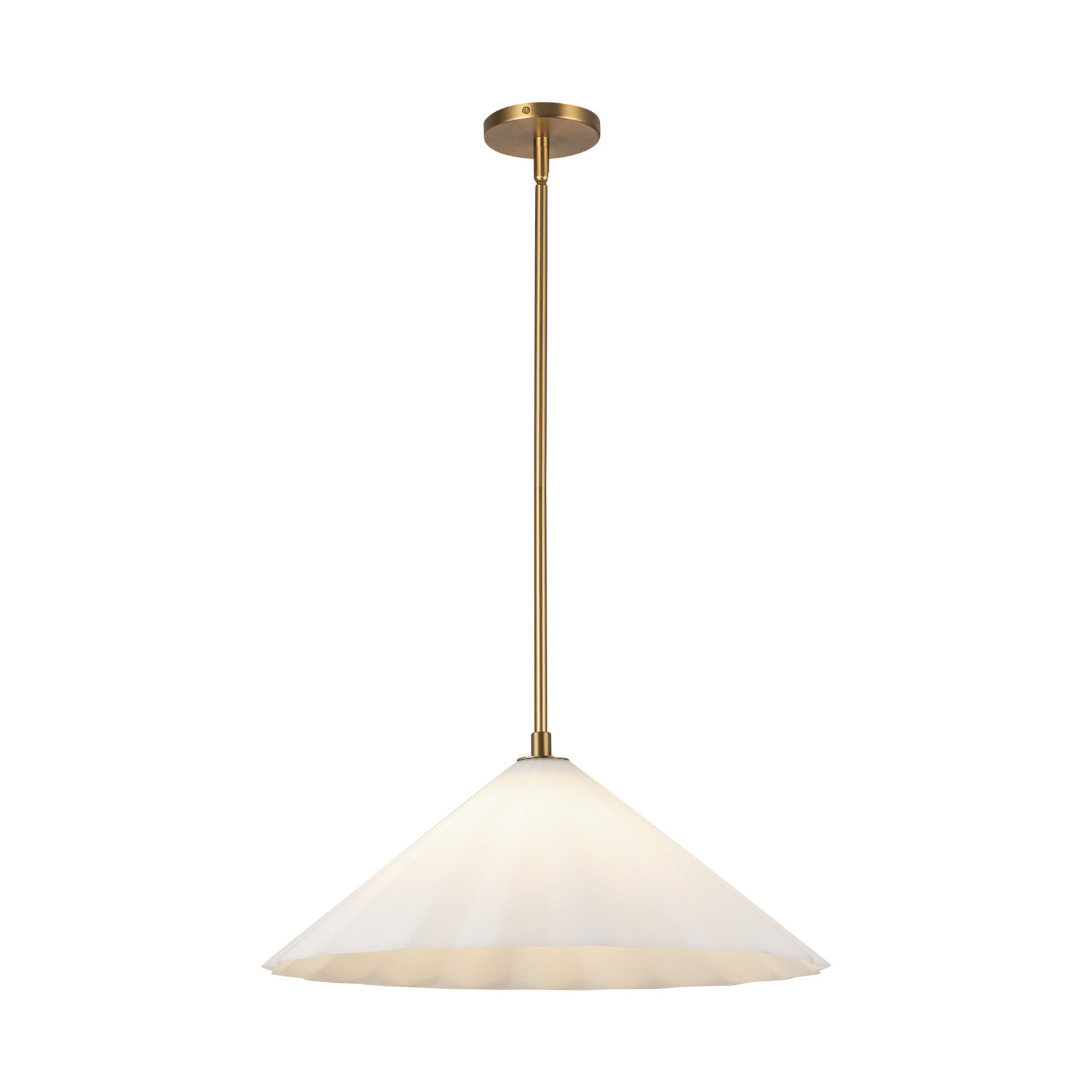 Yuridia Single Light Glass Steel Pendant, Aged Brass, 8.25"H x 20.50"W x 20.50"D