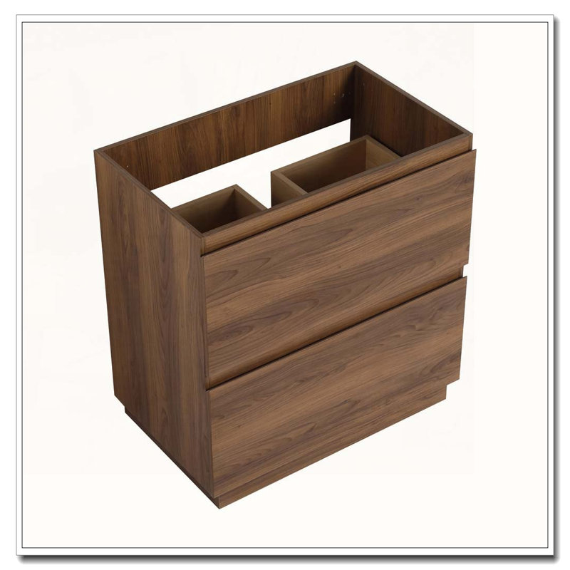Freestanding Modern Bathroom Vanity Cabinet With Double Drawers Easy To Assemble, Brown