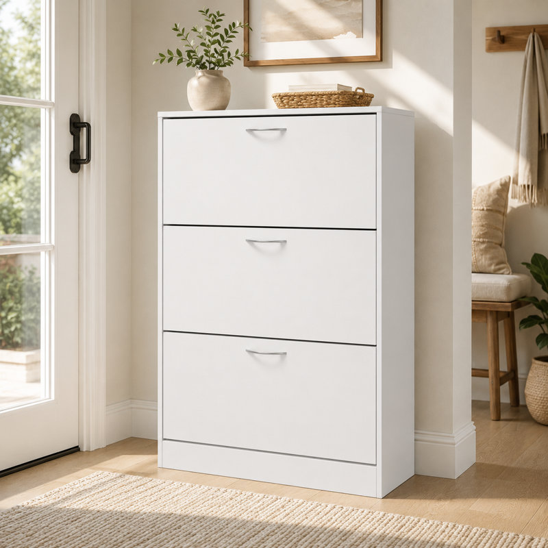 47.2'' H 18 Pair Shoe Storage Cabinet, White