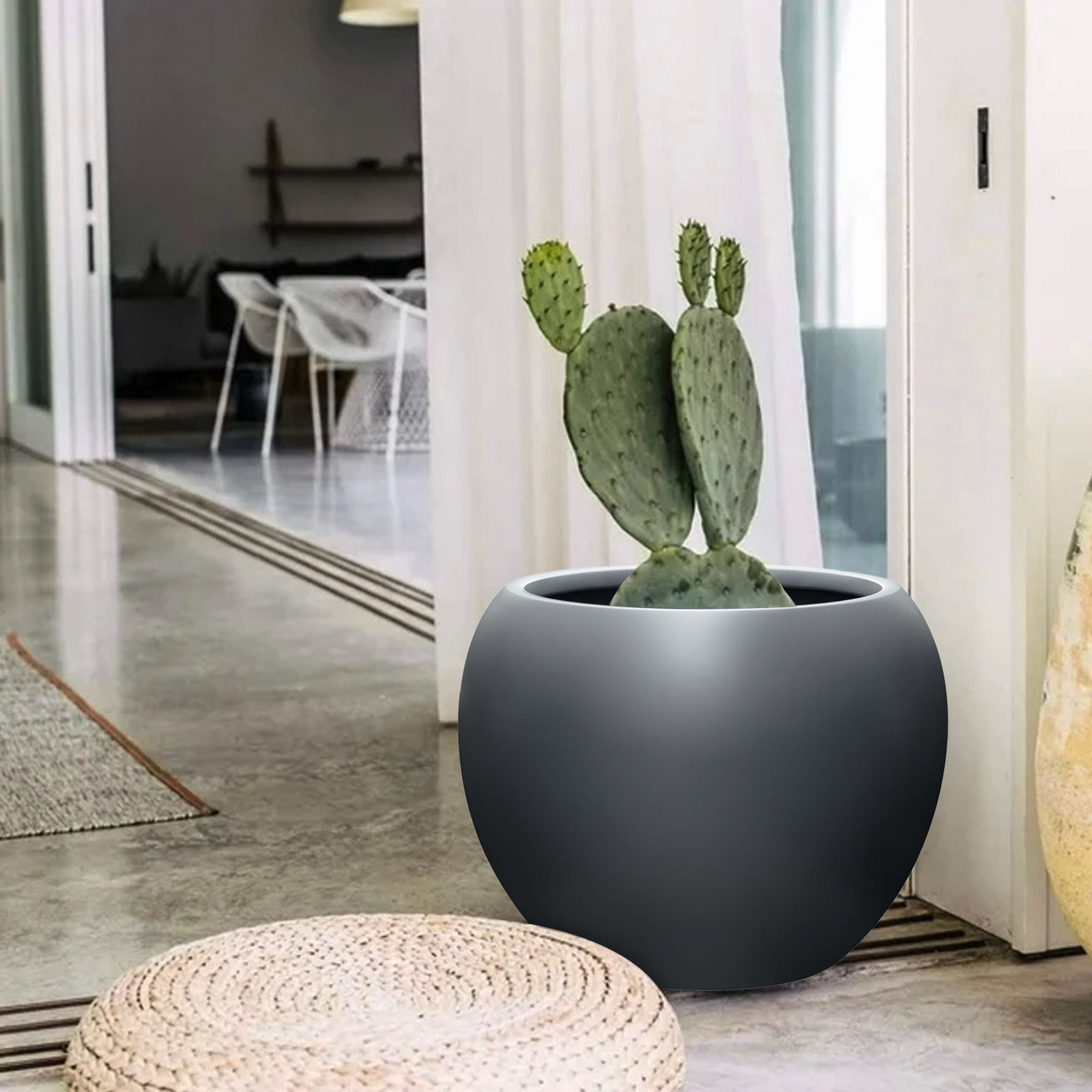 Dorlis 21" Pot Planter, 17" H x 21" W x 21" D, Charcoal