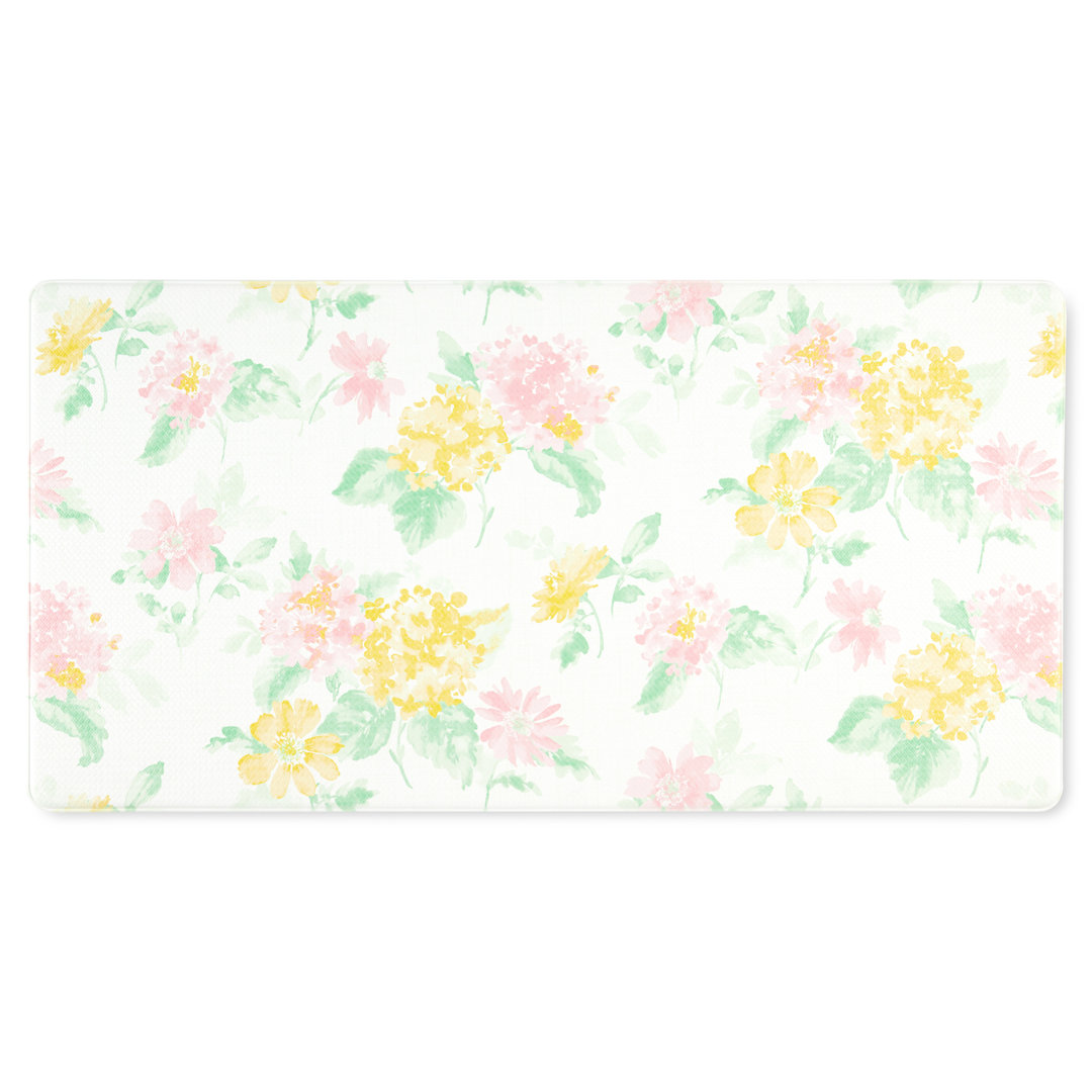 Martha Stewart Amber Floral Daisy Stripe Reversible Water-Resistant Kitchen Mat Martha Stewart 