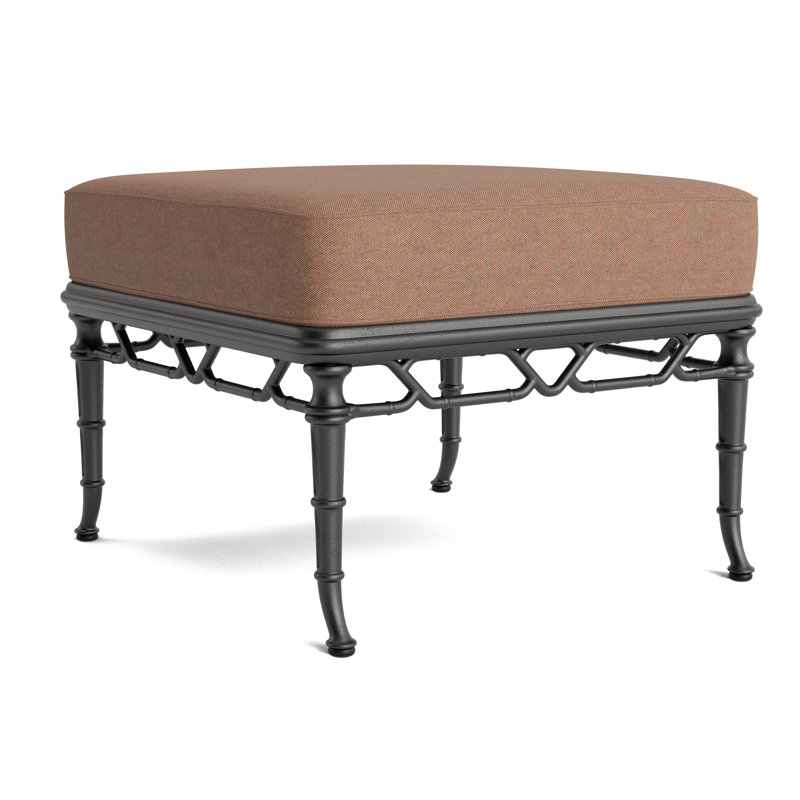 Calcutta Outdoor Ottoman, Textured Pewter, Fushion Clay