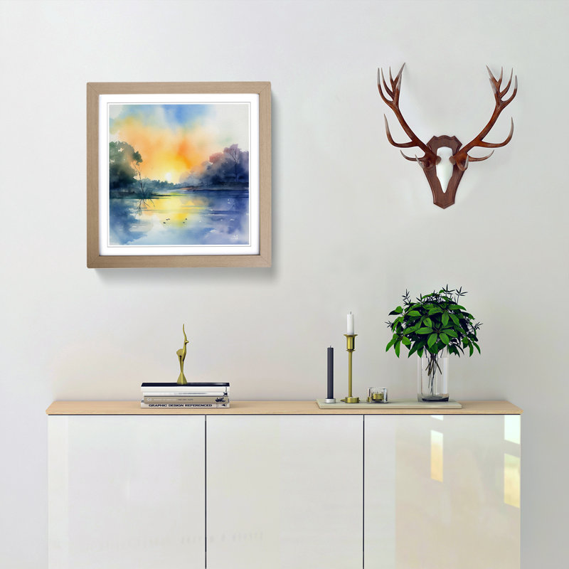 Lake Watercolour No.1 - Framed Print, Oak