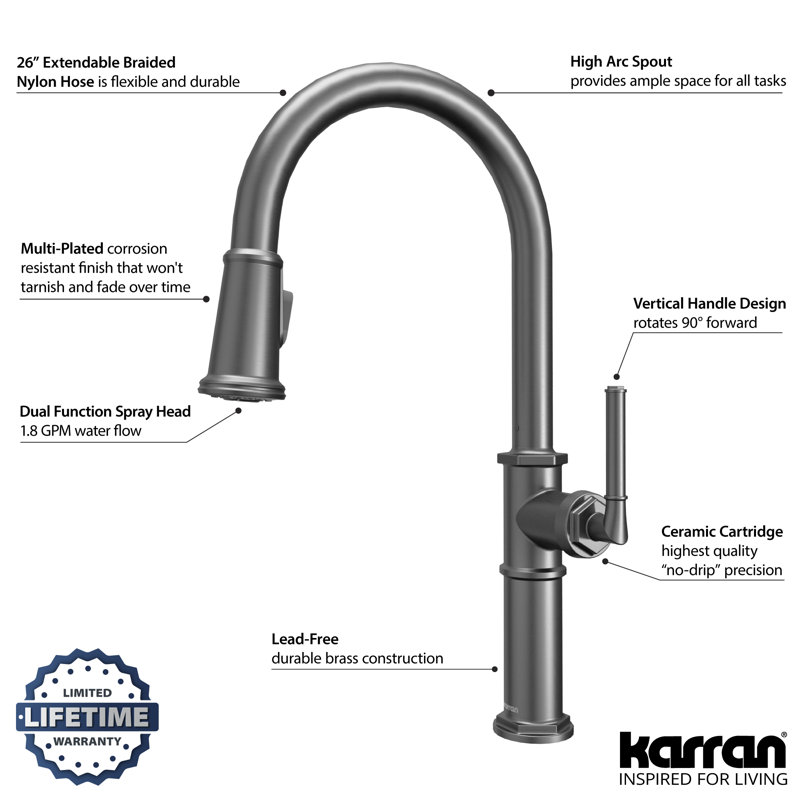 Robinet de cuisine Karran Brampton, Noir satiné