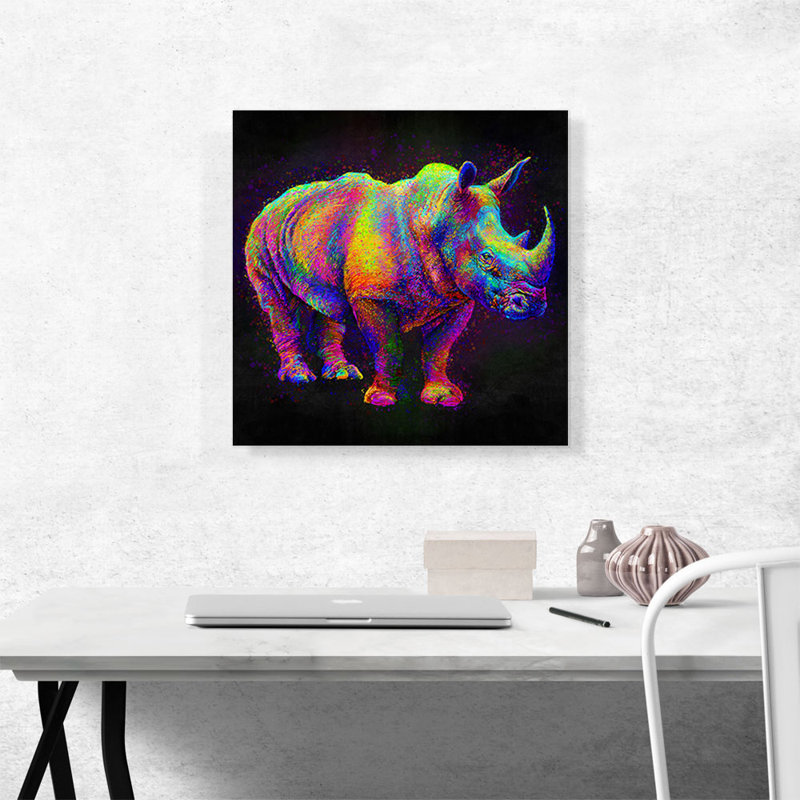 " Black Rhinoceros Rhino Africa ", 20" H x 20" W x 0.75" D