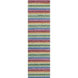 Surrey Stripe Hand-Tufted Plush Wool Rug High-Low Rainbow Multicolor