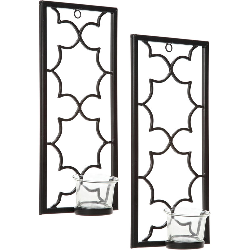 Ensemble de deux appliques murales à bougie DEL en fer de 11 po de hauteur Hosley's, noir. Fabriqué à la main par des artisans. Cadeau idéal pour un mariage, une occasion spéciale, un spa, une aromathérapie et une méditation. O3