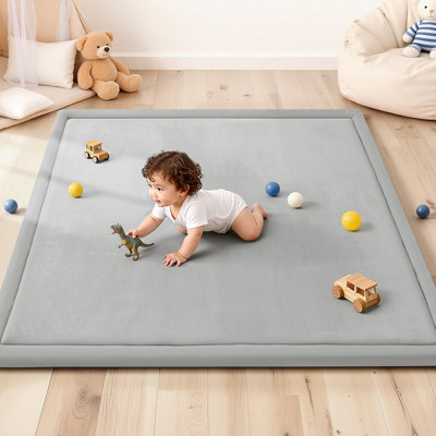  Tapis de jeu doux pour bébé, tapis de parc en mousse Elasti-Foam 50 x 50 pour tout-petits, support antidérapant pour ramper et ventre, style Tatami