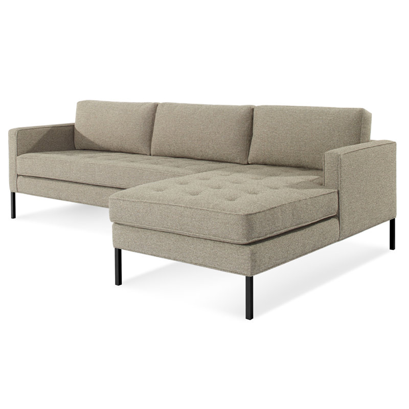 Paramount Chaise Sectional, Black, Sanford Oatmeal Basketweave, Right Hand Facing