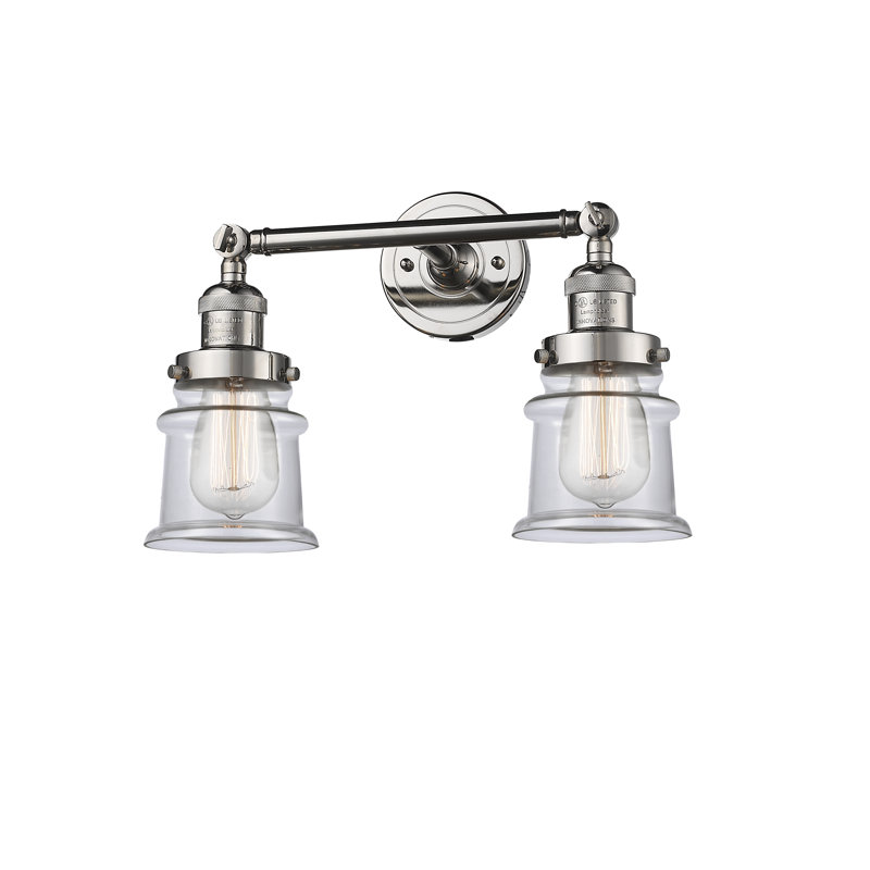 Éclairage pour salle de bain 2 lumières Alexandira, Ampoule DEL 6 watts Vinage, Transparent, Nickel poli