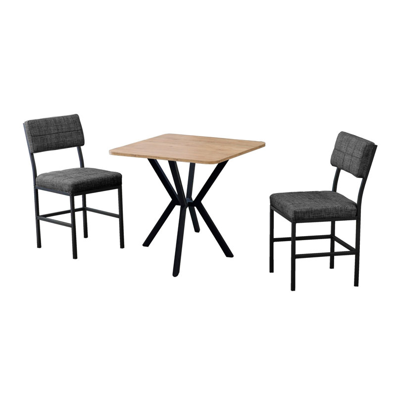 Ensemble de table et chaises de salle à manger extensible Modern (3 pièces), anthracite et noyer | 100% aggloméré enduit de mélamine, table: 27,6 po x 29,1 po x 27,6 po, chaises: 15,7 po x 32,3 po x 15,7 po | Structure en métal robuste, design industriel élégant, solution peu encombrante