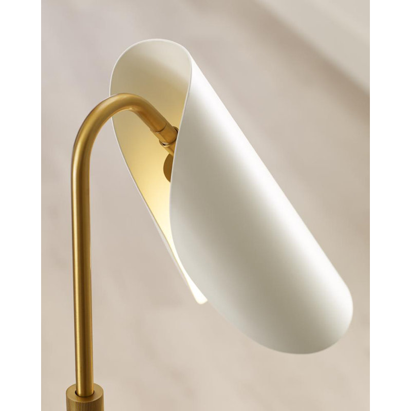 Adjustable Matte White and Burnished Brass Table Lamp