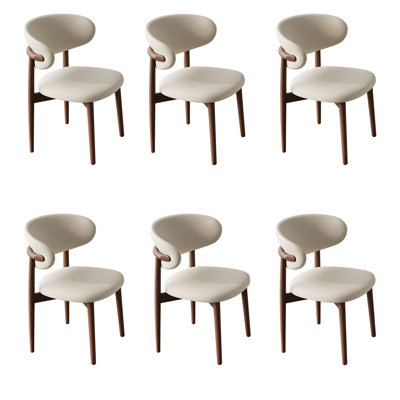 Sachelle Solid Wood and Upholstered White Side Chair Dining Chair, No assembly required (Set of 6)