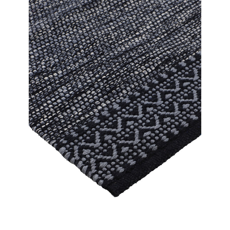 Handwoven Handmade Kilim Cotton Black/Navy Rug, Rectangle 200 x 290cm