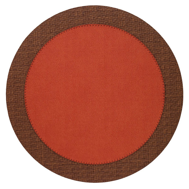 Halo Vinyl Round Placemat, Paprika/Chocolate