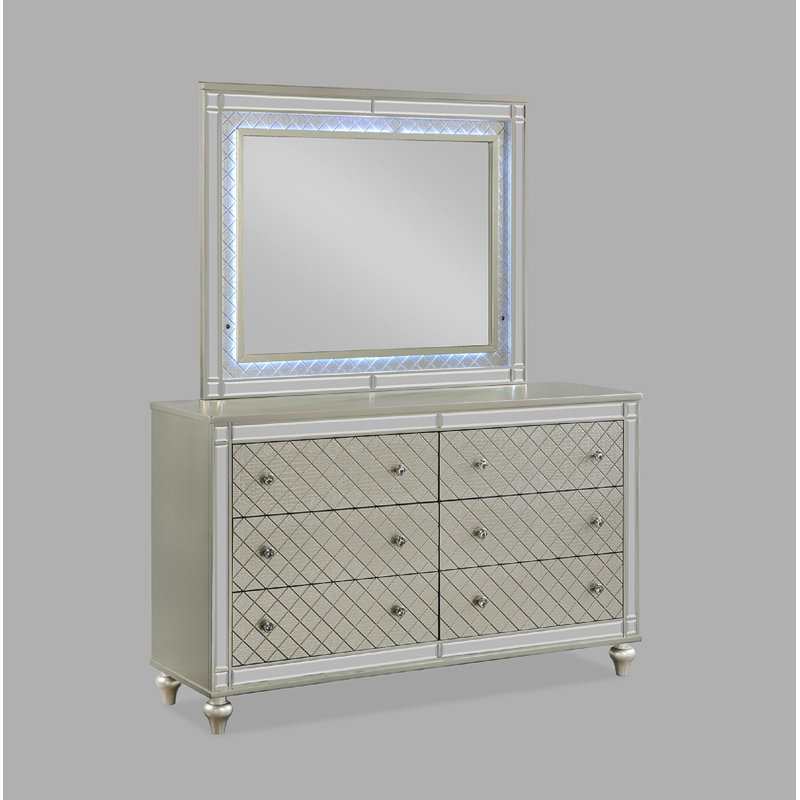 Commode de chambre à coucher 1 tiroir 6 pièces Glam