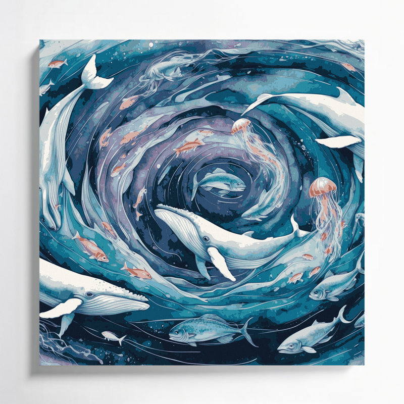 Art nautique sur toile bleu marine, H 12 po x l 12 po
