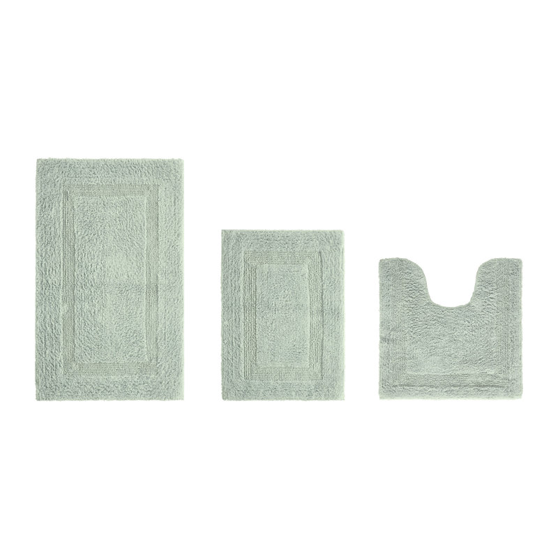 Annerose Premium 100% Cotton 2370 GSM 3-Piece Bath Rug Set, Ultra Soft, Super Absorbent, Reversible Tufted Weave Bathroom Mats, Machine Washable, OEKO-TEX® Certified Bath Rugs for Bathroom, Shower & Tub, Dark Sage