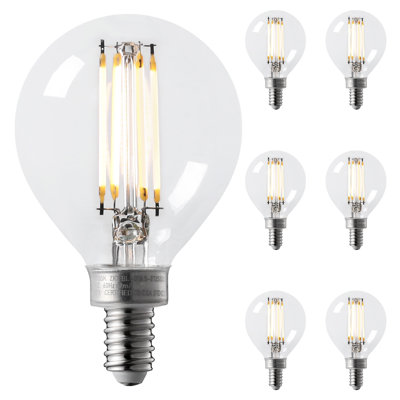 Dimmable G16.5 LED Bulb, 5.5W, E12 Base, 500lm, Edison Filament Bulb, 2700K Soft White, Clear Glass