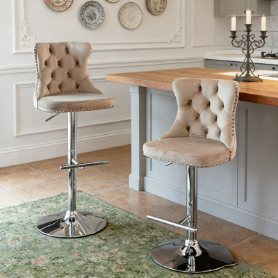Tabourets de bar pivotants en velours