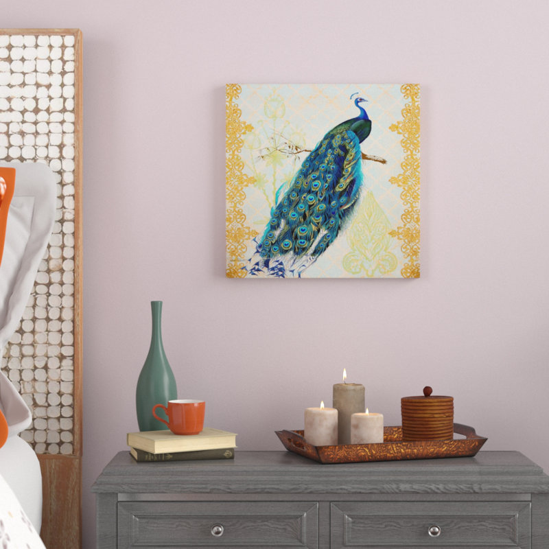 «Beautiful Peacock Right» par Jean Piout, reproduction d'art graphique sur toile, H 18 po x l 18 po x P 2 po