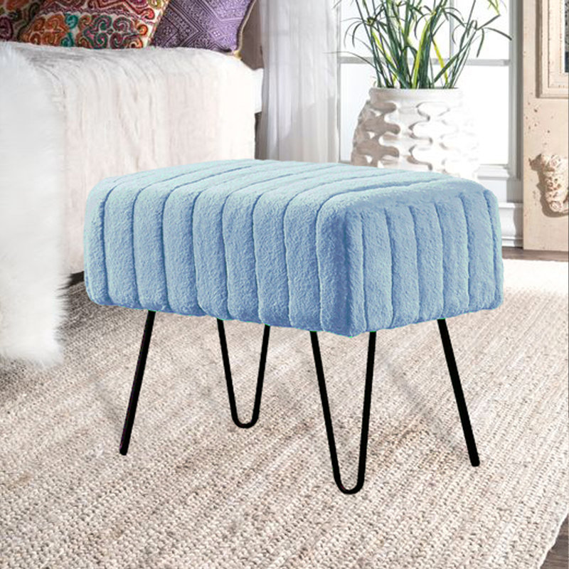 Defranco Upholstered Ottoman, Arona Faux Fur