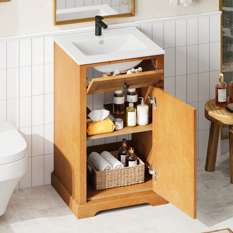 Meuble-lavabo 1 tiroir 20 po avec plateau en céramique intégré