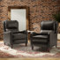Fauteuil inclinable manuel en cuir véritable de 28,75 po de large Neliyah (ensemble de 2)