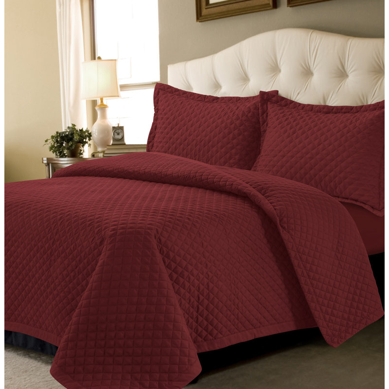 Deep Red, King Quilt + 2 Standard Shams