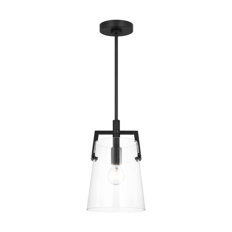 Crofton 1 Light Kitchen Pendant With Clear Shade, 55.75" H x 7.75" W x 7.75" D, Midnight Black