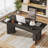 63" Farmhouse Executive Desk – Vintage Wood Computer Workstation With Thickened Tabletop, Large Writing & Conference Table For Home Office Or Study-473772208