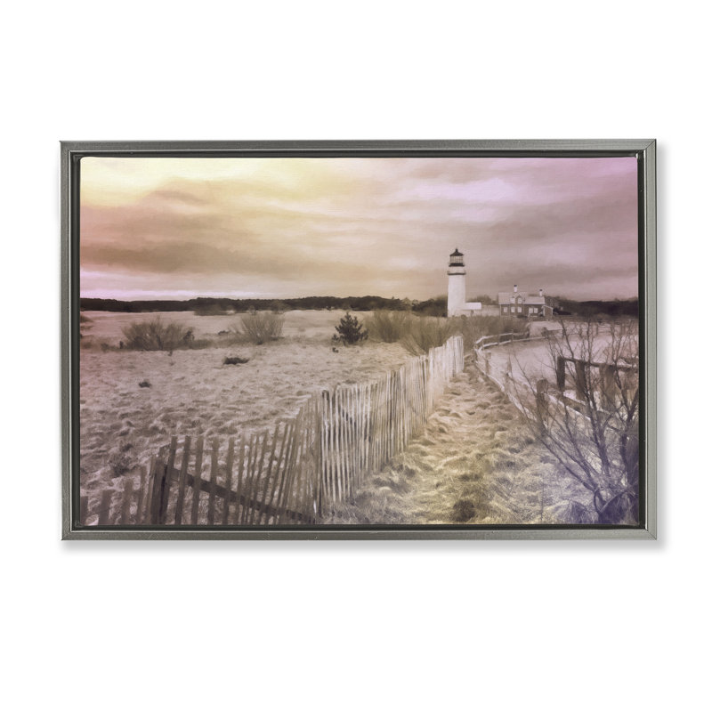 Toile encadrée «Path To Lighthouse View» par Graffi *ee Studios, H 21 po x l 31 po, Cadre flottant gris lustré