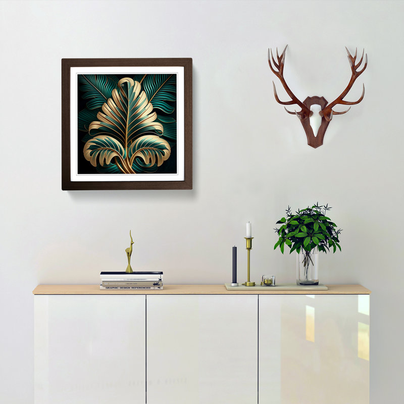 Palm Nouveau - Framed Print, Walnut