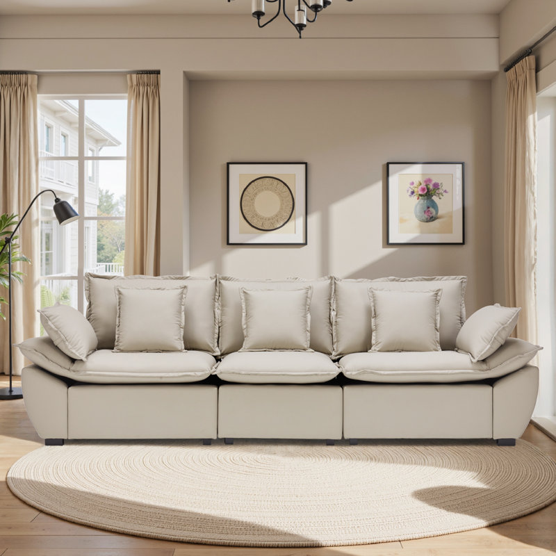 3 sièges rembourrés avec coussins 115 po, 3, Gris clair