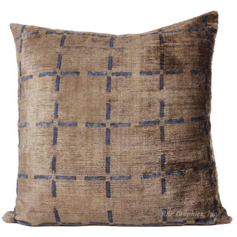 Housse et insert de coussin carré en velours de soie Marlin