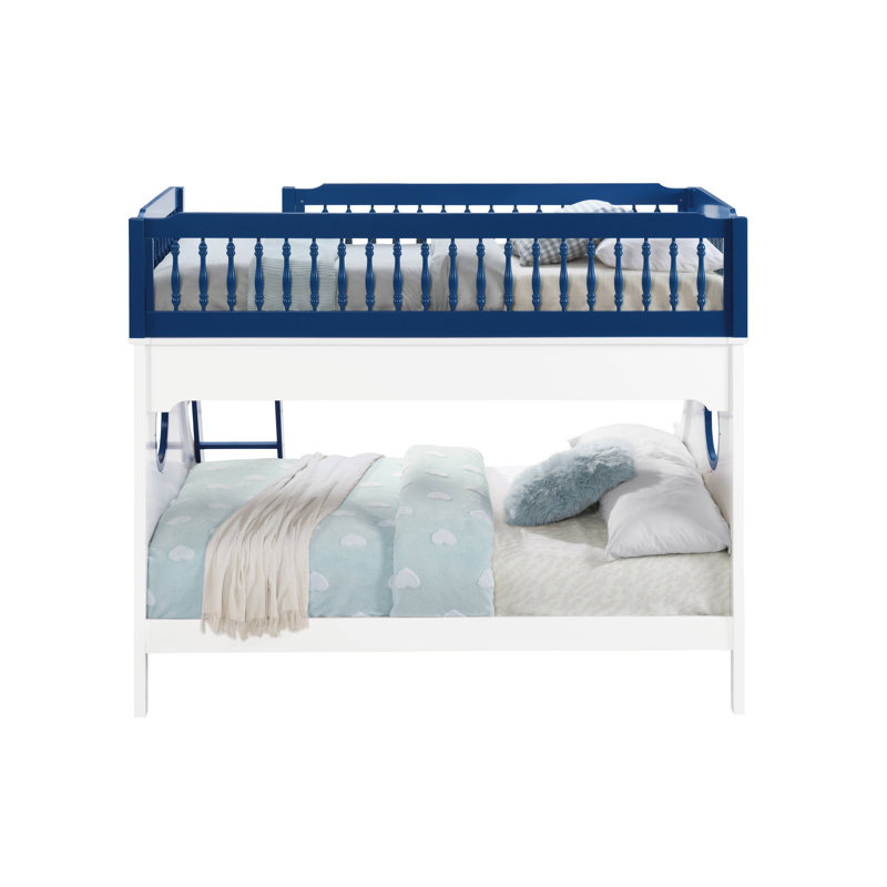 Lit superposé simple au-dessus de double Isidore en bleu marine et blanc
