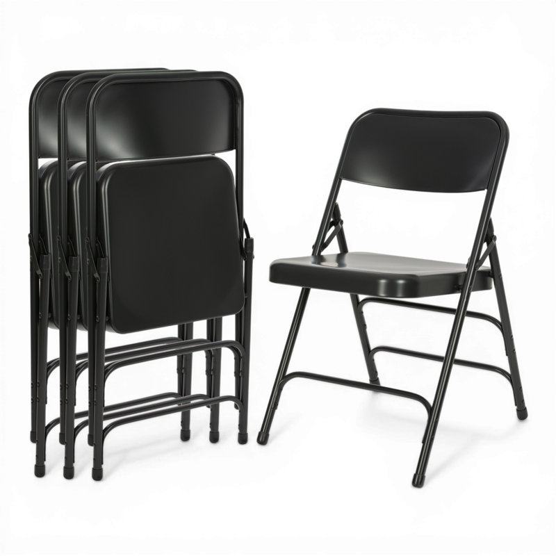 Chaise pliante empilable en métal Bernadine, Noir