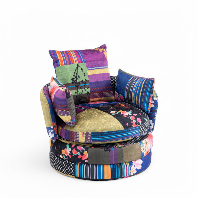 Velvet Swivel Barrel Chair